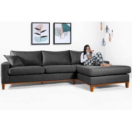 Imagem da oferta Sofá California 4 Lugares Living Chaise Linho Lado Esquerdo - Essencial Estofados (Grafite)