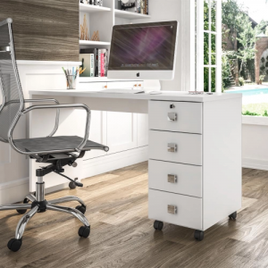 Mesa de Computador Dubai 4 Gavetas Branco - Lukaliam