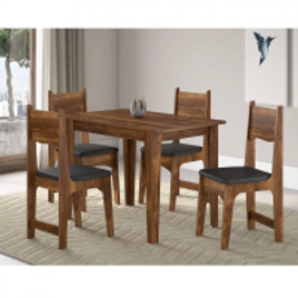 Imagem da oferta Conjunto Sala de Jantar Mesa e 4 Cadeiras Nicoli Soneto Móveis Rústico/Preto