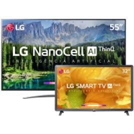Imagem da oferta Combo Smart TV LED 55" UHD 4K LG 55SM8600PSA + Smart TV LED 32" HD LG 32LM625BPSB
