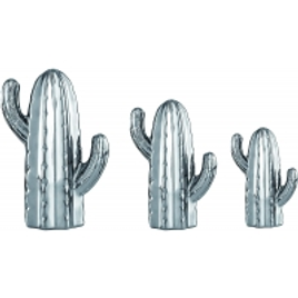 Imagem da oferta Kit Cacto em Cerâmica com 3 Peças Moas Prata 18.5x7x12cm