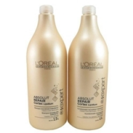 Imagem da oferta Kit Loreal Absolut Repair Cortex Lipidium Shampoo 1,5 L + Condicionador 1,5 L + 2 Válvulas