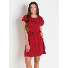 Imagem da oferta Vestido Vermelho com Botões Frontais - Moda Pop