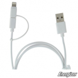 Imagem da oferta Cabo Carregador Hightech Lightning Duo Micro USB com 1,2 m de Extensão Branco - Energizer - EZC11UB