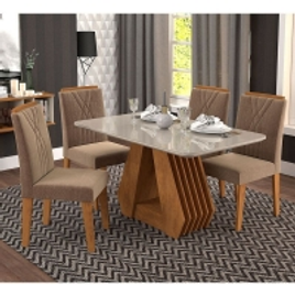 Imagem da oferta Conjunto de Mesa com 4 Cadeiras para Sala de Jantar 130x80 Agata/Nicole-Cimol