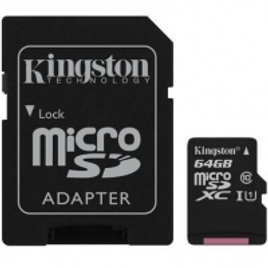 Imagem da oferta Cartão de Memória Kingston Canvas Select MicroSD 64GB Classe 10 com Adaptador - SDCS/64GB