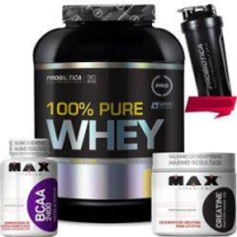 Imagem da oferta Kit 100% Pure Whey 2kg Creatina Bcaa Coq Probiotica/Max
