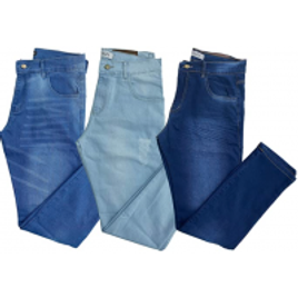Imagem da oferta Kit com 3 Calças Masculinas Skinny Jeans/Sarja