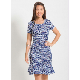Imagem da oferta Vestido Branco e Azul com Estampa Navy - Moda Pop