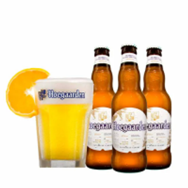 Imagem da oferta Kit Hoegaarden 3 Cervejas Hoegaarden Wit 330ml + Copo 250ml
