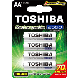 Pilha Recarregável AA 1,2V 2600mah Toshiba 4 Unidades - TNH6GAE