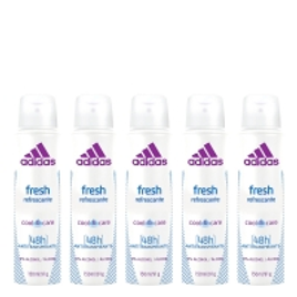 Imagem da oferta Kit 5 Desodorantes Aerosol Adidas Feminino Cool & Care Fresh 150ml