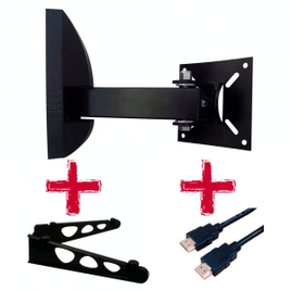 Imagem da oferta Suporte Biarticulado de Parede Brasforma SBRP-136 para TVs LCD LED Plasma e 3D de 10” a 55” + Suporte DVD + Cabo HDMI