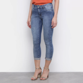 Imagem da oferta Calça Jeans Capri Sawary Estonada Cintura Média Feminina - Azul