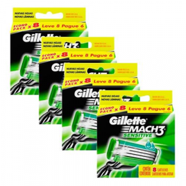 Imagem da oferta Kit Carga Gillette Mach3 Sensitive com 32 unidades