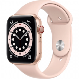 Imagem da oferta Apple Watch Series 6 44mm Caixa Dourada e Pulseira Areia-Rosa Esportiva Gps + Celular