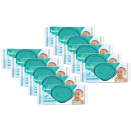 Imagem da oferta Kit 10 Lenços Umedecidos Pampers - Cheirinho de Bebê 48 Unidades Cada