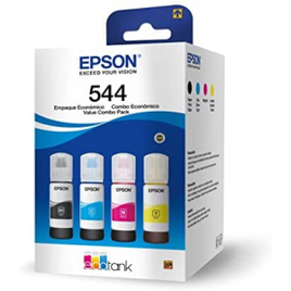 Kit de Garrafas de Tinta Original Epson EcoTank T544 - Magenta, Amarelo, Ciano e Preto