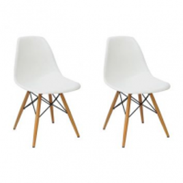 Imagem da oferta Conjunto com 2 Cadeiras Eames Eiffel Base Madeira Branco