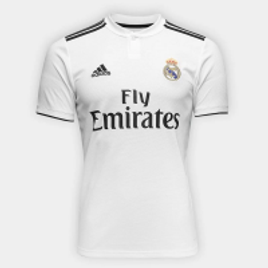 Imagem da oferta Camisa Real Madrid Home 2018 s/n° Torcedor Adidas Masculina - Branco e Preto
