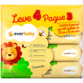 Imagem da oferta 4 Kits Lenço Umedecido Ever Baby 192 Unidades (Total 768 Lenços)