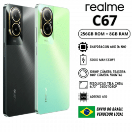 Imagem da oferta Celular Realme C67 256GB ROM / 8GB RAM |Envio do Brasil | Smartphone 4G Processador Snapdragon 685 Carregador 33W