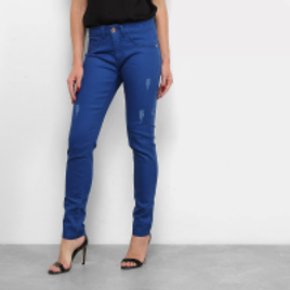 Imagem da oferta Calça Jeans Skinny Chocomenta Collor Puídos Cintura Média Feminina