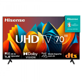 Imagem da oferta Smart TV 70” Hisense Ultra HD 4K DLED A6K com Sleep Timer entrada HDMI e Wi-Fi - 70A51HSV