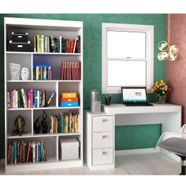 Imagem da oferta Conjunto Home Office com Escrivaninha e Estante para Livros