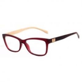 Imagem da oferta Bulget BG 4072 - Óculos de Grau T02 Vermelho Translúcido E Marrom Mesclado Brilho - Lente 5,4 CM