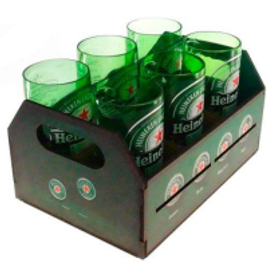 Imagem da oferta Engradado Com 6 Copos De Vidro Heineken Retrô