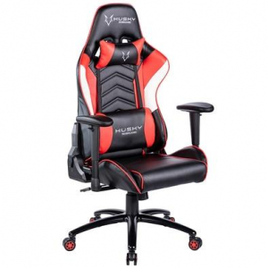 Cadeira Gamer Husky Gaming Storm Preto Vermelho e Branco Com Almofadas Reclinável Descanso de Braço 2D - HST-RBW