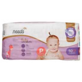 Fralda Descartável Needs Baby Ultrasafe Tamanho P com 50 Unidades - 4 Pacotes