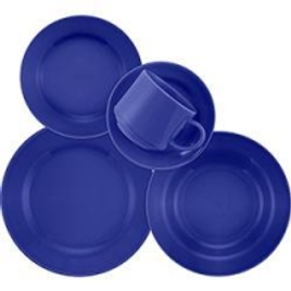 Imagem da oferta Aparelho de Jantar e Chá 20 Peças Cerâmica Donna Azul - Biona
