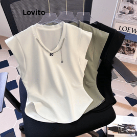 Imagem da oferta Casual Camisetas Feminina Lisa Básica Lovito