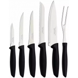 Conjunto de Facas Tramontina Plenus em Inox com Cabo Plástico Preto 6 Peças