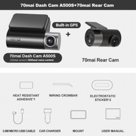 Imagem da oferta Câmera de Ré Built-in GPS Dash Cam Pro Plus 70mai A500S