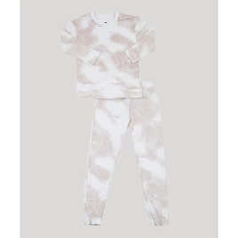 Imagem da oferta Conjunto de Moletom Infantil Mindset Blusa Estampada Tie Dye + Calça Jogger Bege Claro