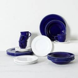 Imagem da oferta Aparelho de Jantar 20 Peças Cerâmica Poá Branco e Azul - La Cuisine - 3 Cores