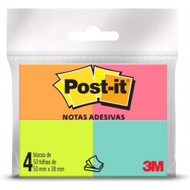 Imagem da oferta Blocos de Notas Adesivas Post-it Tropical - 4 Blocos de 38 x 50 mm - 50 folhas cada - HB004402267 - Multicor