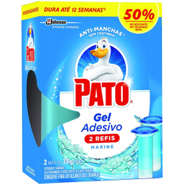 Imagem da oferta 10 Caixas de Desodorizador Sanitário Pato Gel Adesivo 2 Refis Marine 12 Discos Cada