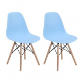 Imagem da oferta Conjunto com 2 Cadeiras Eames Eiffel Base Madeira Azul