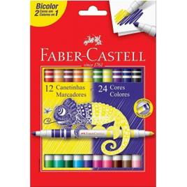 Imagem da oferta Canetinha Hidrográfica Bicolor Faber-Castell 15.0612N - 12 Canetas/24 Cores