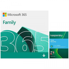 Microsoft 365 Family 1 licença para até 6 usuários 15 meses + Kaspersky Antivírus Total Security 5 Dispositivos 12 Meses