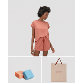 Imagem da oferta Kit sabonete duo 100g + pijama curto feminino liso + sacola multicor |