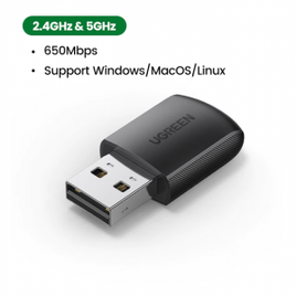 Adaptador Wireless Ugreen 650mbps USB Wifi 2.4G & 5G