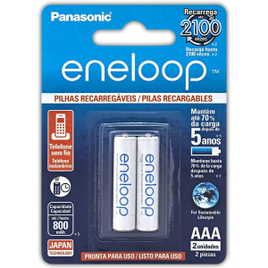 Pilha Recarregável Eneloop AAA (Palito) BK-4MCCE/2BB - Panasonic - Cartela com 2 unidades