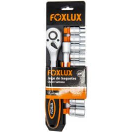 Imagem da oferta Kit Chave Soquete Foxlux – Jogo Chave Catraca + Soquetes + Extensão Barra – Encaixe de ½” – 12 Peças