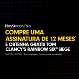 Imagem da oferta Jogo RAINBOW SIX SIEGE + PlayStation Plus 12 meses - PS4