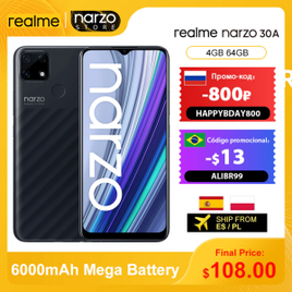 Imagem da oferta Smartphone Realme Narzo 30A 4GB 64GB 6000mAh - Versão Global